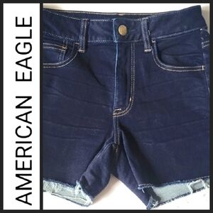 AMERICAN EAGLE High Rise Shortie Denim Jean Shorts.